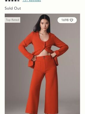 Maeve Colette Wide-Leg High-Waist Pants in Red